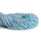 3mm Aquamarine Microfaceted Round Beads 12 inch 105 pieces - The Bead Traders