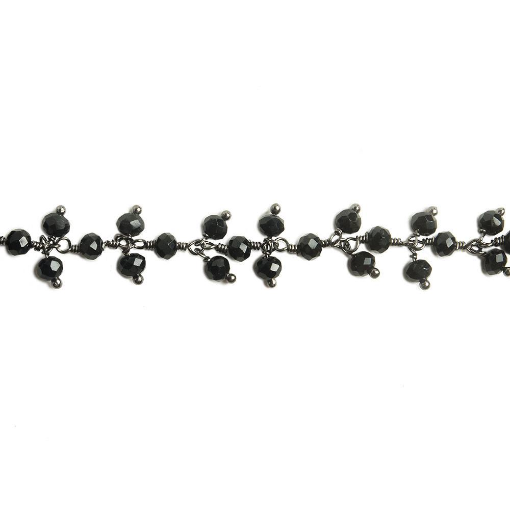 3mm Black Crystal rondelle Black Dangling Chain by the foot 97 beads - The Bead Traders