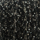 3mm Black Crystal rondelle Black Dangling Chain by the foot 97 beads - The Bead Traders