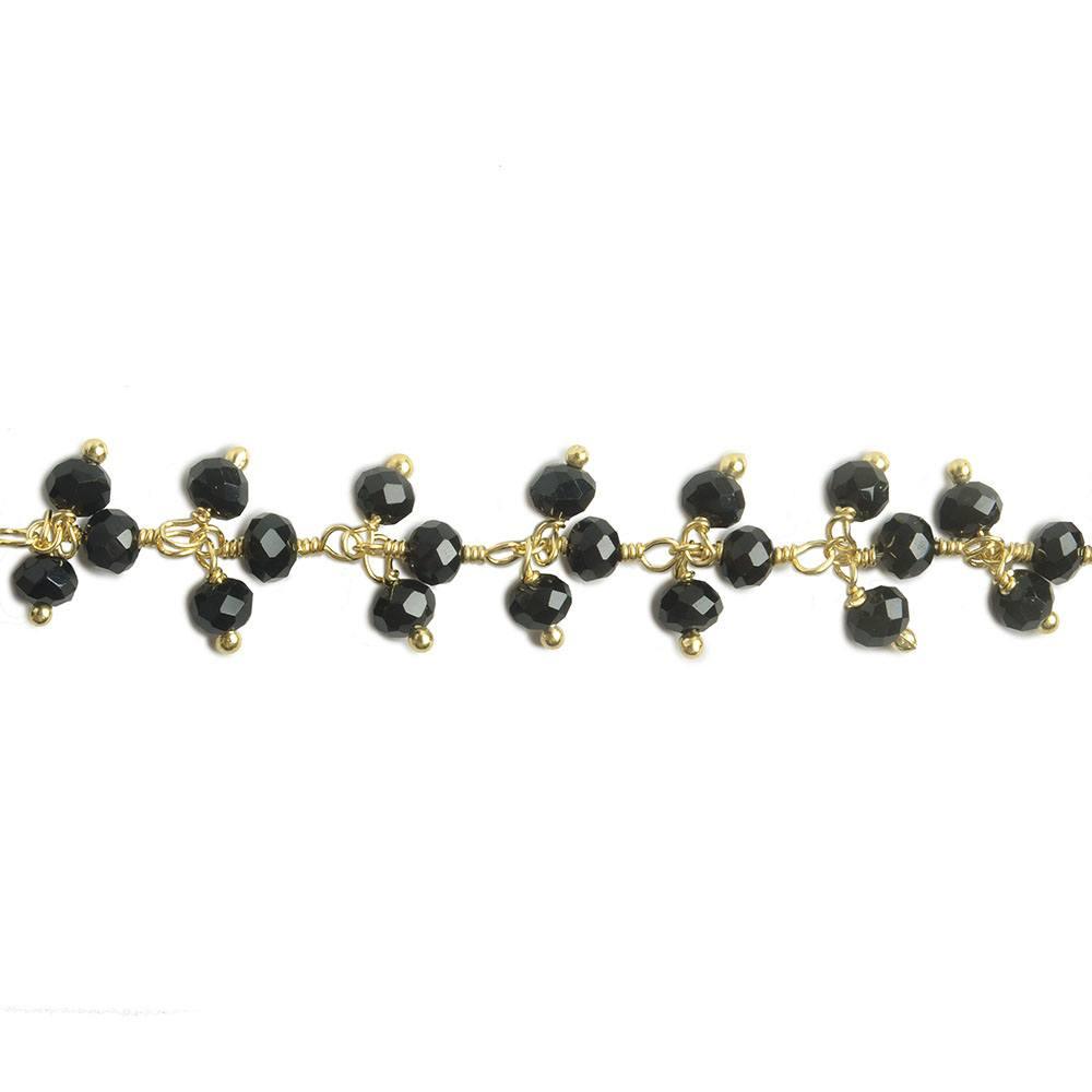 3mm Black Crystal rondelle Gold Dangling Chain by the foot 97 beads - The Bead Traders