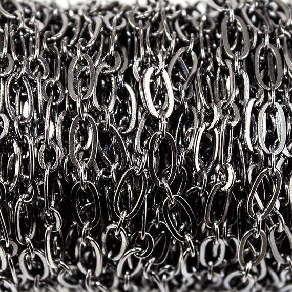 3mm Black Gold plated Drawn Oval & Link Chain by the Foot - The Bead Traders