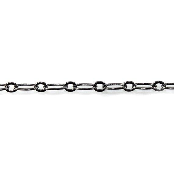 3mm Black Gold plated Drawn Oval & Link Chain by the Foot - The Bead Traders