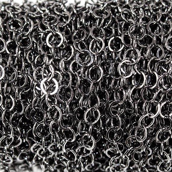 3mm Black Gold plated Flat Round Link Chain by the Foot - The Bead Traders