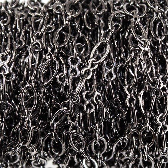 3mm Black Gold plated Roval and Bowtie Link Chain by the Foot - The Bead Traders