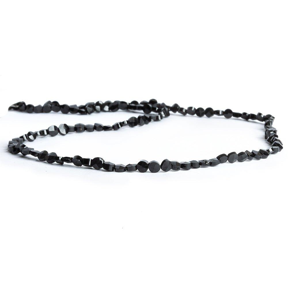 3mm Black Spinel Faceted Coin Beads 14 inch 125 pieces - The Bead Traders