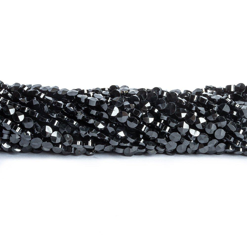 3mm Black Spinel Faceted Coin Beads 14 inch 125 pieces - The Bead Traders