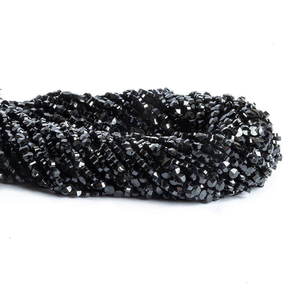 3mm Black Spinel Faceted Coin Beads 14 inch 125 pieces - The Bead Traders