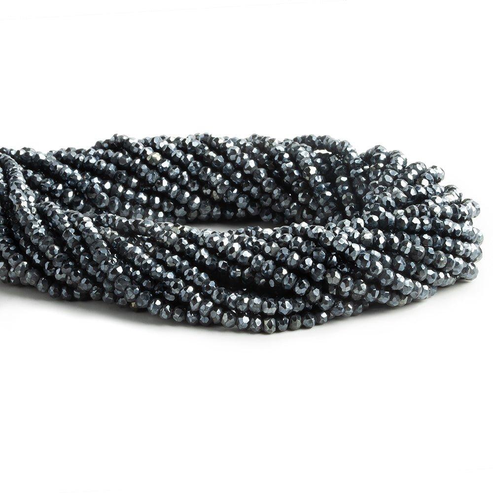 3mm Black Spinel Faceted Rondelle Beads 13 inch 150 pieces - The Bead Traders