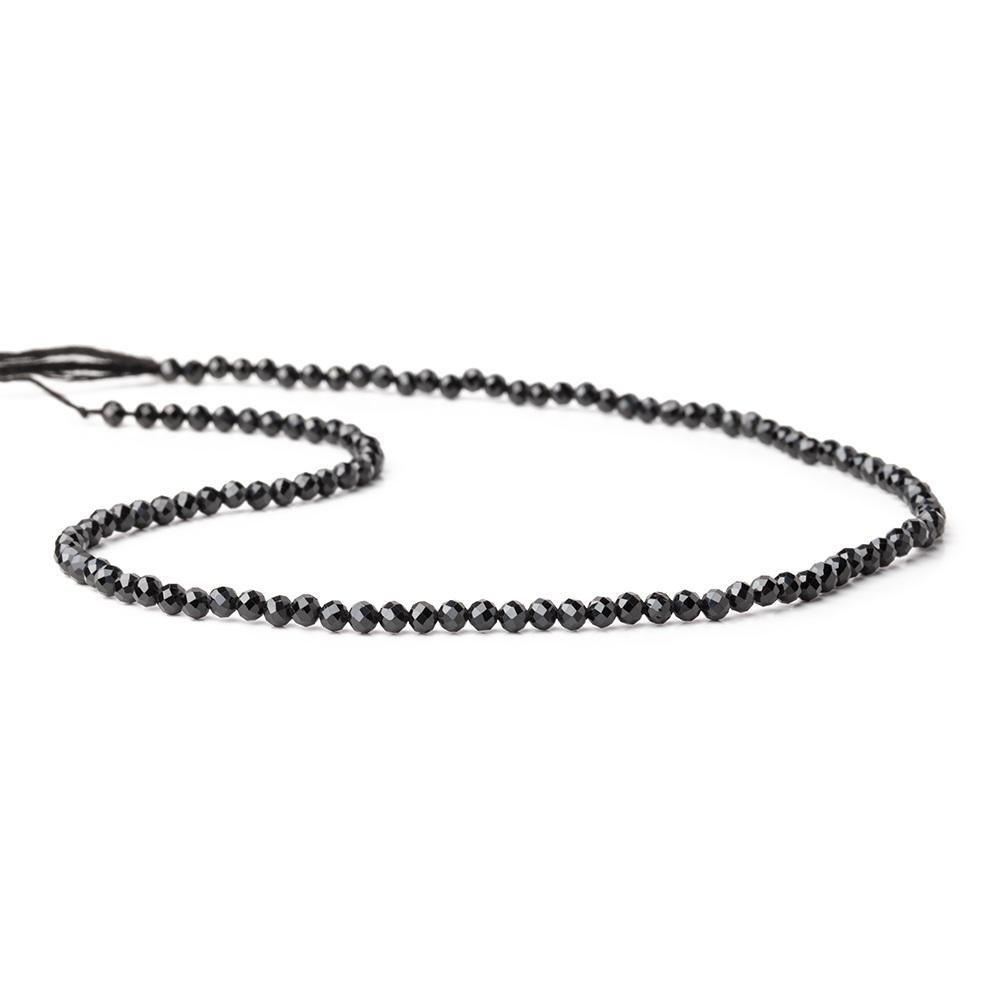 3mm Black Spinel micro faceted round beads 13 inch 110 beads - The Bead Traders