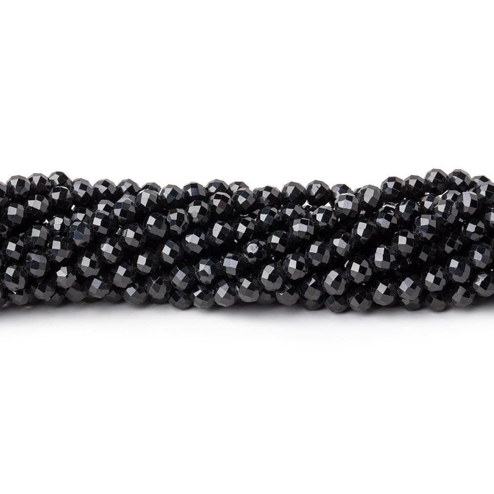 3mm Black Spinel micro faceted round beads 13 inch 110 beads - The Bead Traders