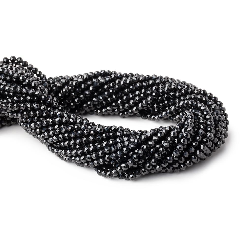 3mm Black Spinel micro faceted round beads 13 inch 110 beads - The Bead Traders