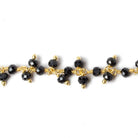 3mm Black Spinel micro-faceted round Gold Dangling Chain by the foot - The Bead Traders