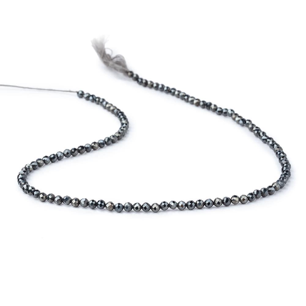 3mm Blue Grey Mystic Black Spinel microfaceted rounds 13 inch 128 beads - The Bead Traders