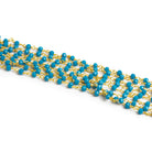 3mm Blue Quartz Rondelle Gold Chain - Lot of 6ft - The Bead Traders
