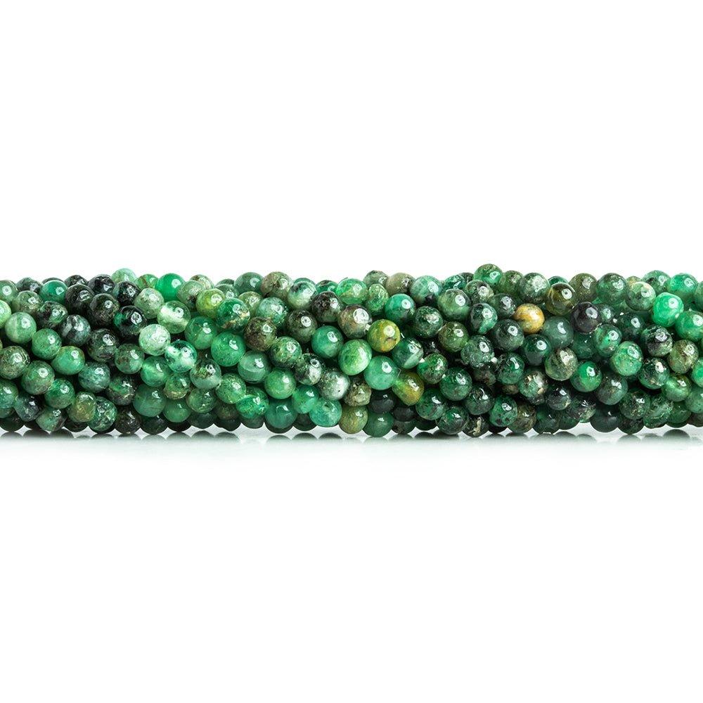 3mm Brazilian Emerald Plain Round Beads 14 inch 125 pieces - The Bead Traders