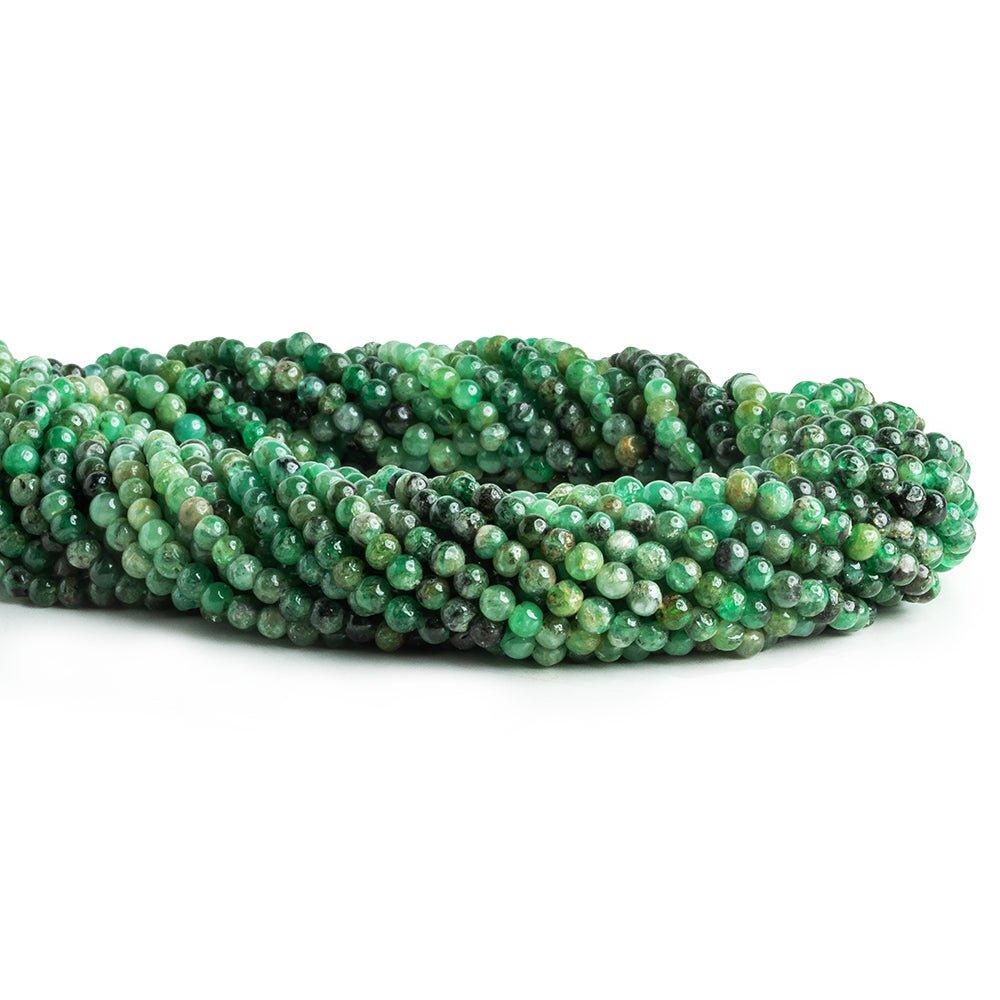 3mm Brazilian Emerald Plain Round Beads 14 inch 125 pieces - The Bead Traders