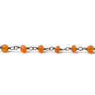 3mm Carnelian Agate faceted rondelle Black Gold plated Chain by the foot 39 pieces - The Bead Traders