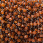 3mm Carnelian Agate faceted rondelle Black Gold plated Chain by the foot 39 pieces - The Bead Traders