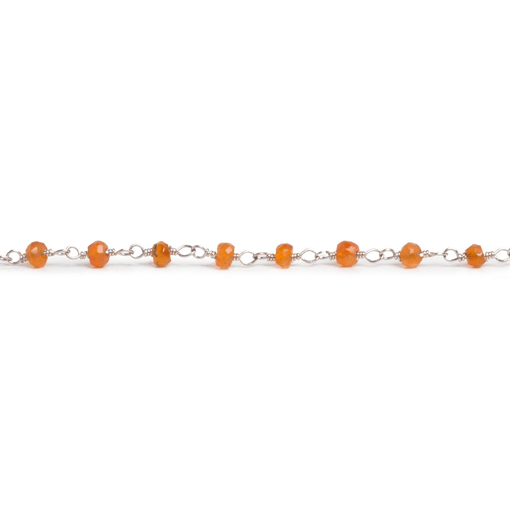 3mm Carnelian Rondelle Silver Chain 39 pieces - The Bead Traders
