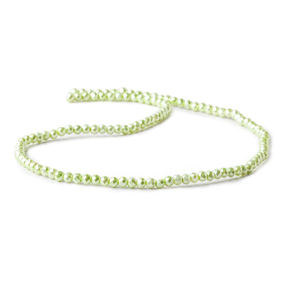 3mm Citrus Green Shell Pearl micro faceted rounds 13 inch 115 beads - The Bead Traders