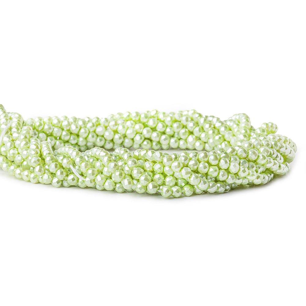 3mm Citrus Green Shell Pearl micro faceted rounds 13 inch 115 beads - The Bead Traders