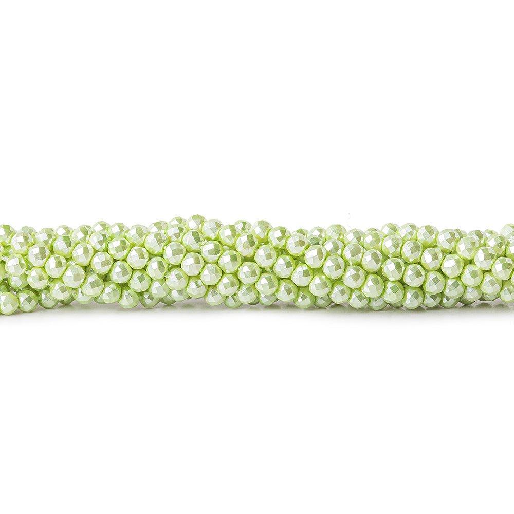 3mm Citrus Green Shell Pearl micro faceted rounds 13 inch 115 beads - The Bead Traders