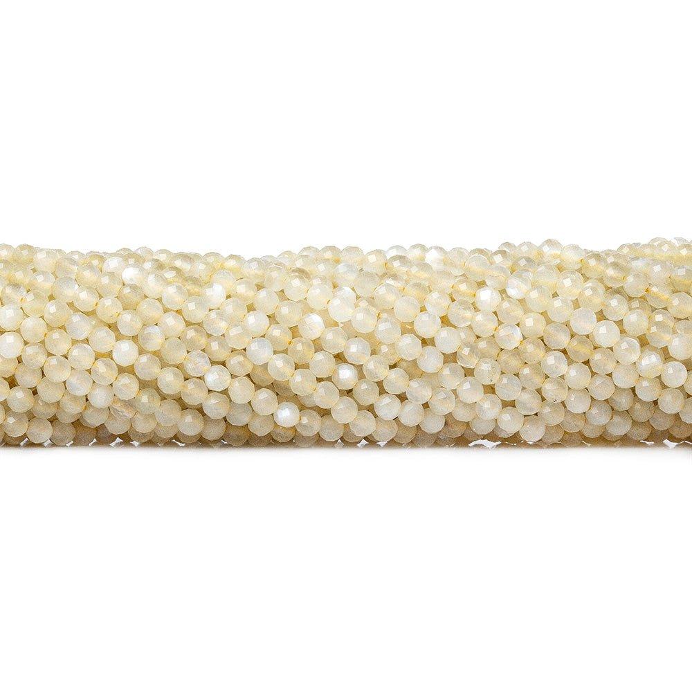 3mm Cream Moonstone microfaceted round beads 13 inch 100 pieces - The Bead Traders