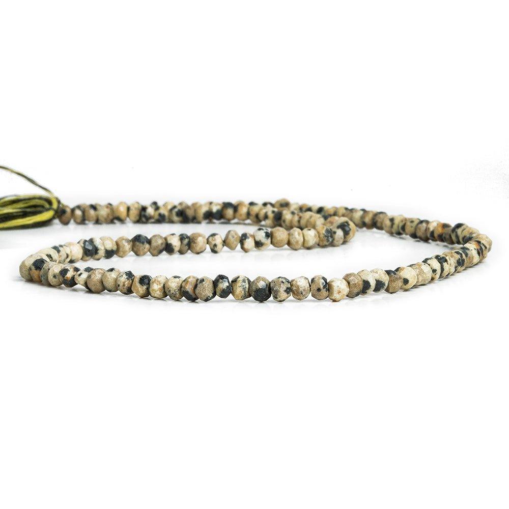 3mm Dalmatian Jasper Faceted Rondelle Beads 13 inch 115 pieces - The Bead Traders