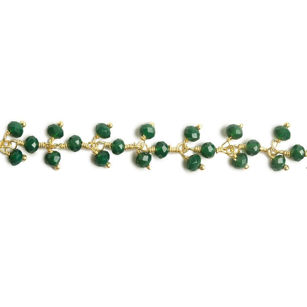 3mm Forest Green Crystal rondelle Gold Dangling Chain by the foot 97 beads - The Bead Traders