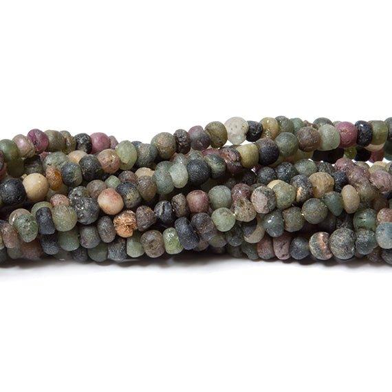 3mm Frosted Multi Color Tourmaline plain rondelles 13 inch 140 beads - The Bead Traders