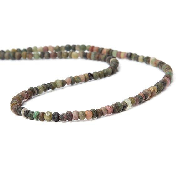3mm Frosted Multi Color Tourmaline plain rondelles 13 inch 140 beads - The Bead Traders