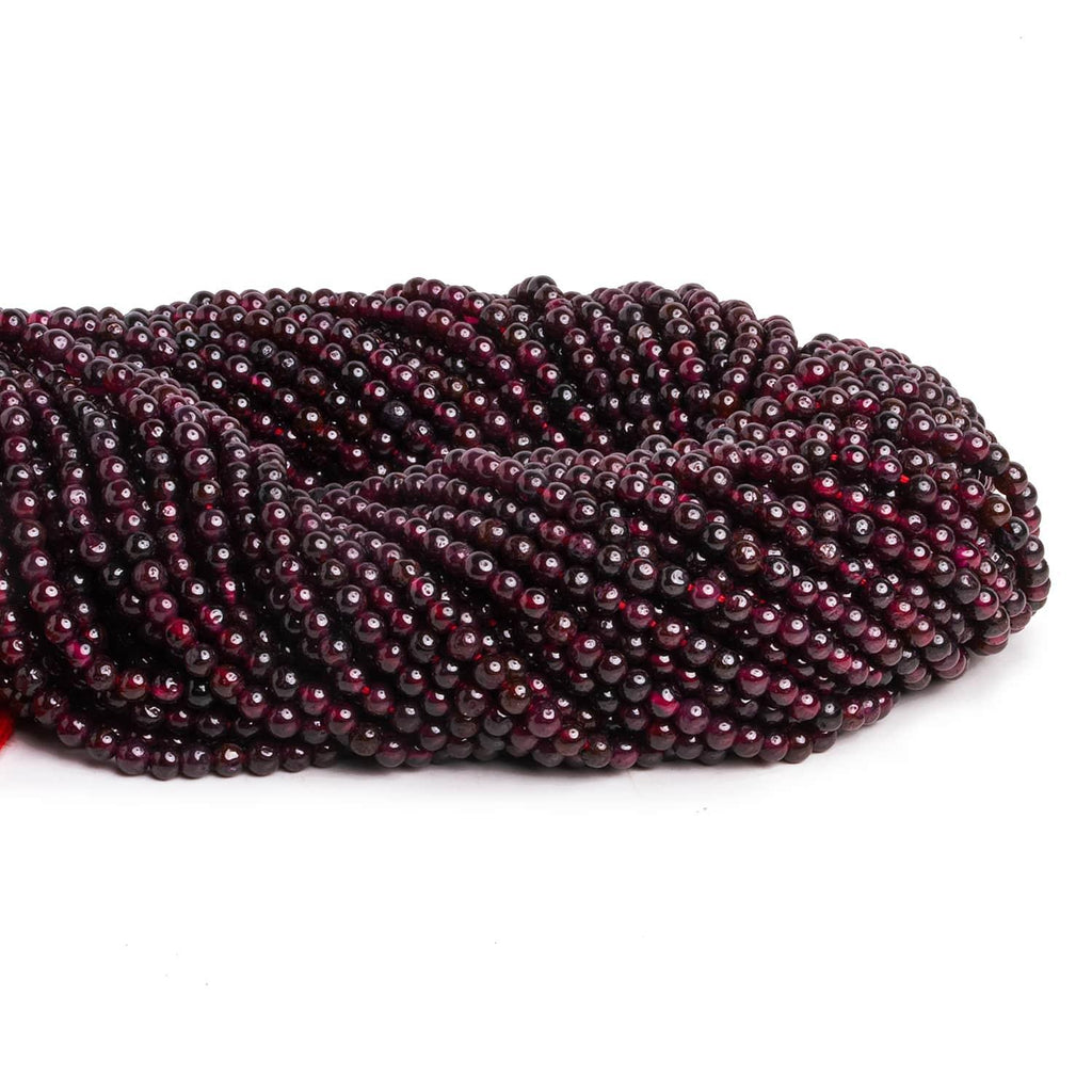 3mm Garnet Plain Round Beads 13 inch 100 pieces - The Bead Traders