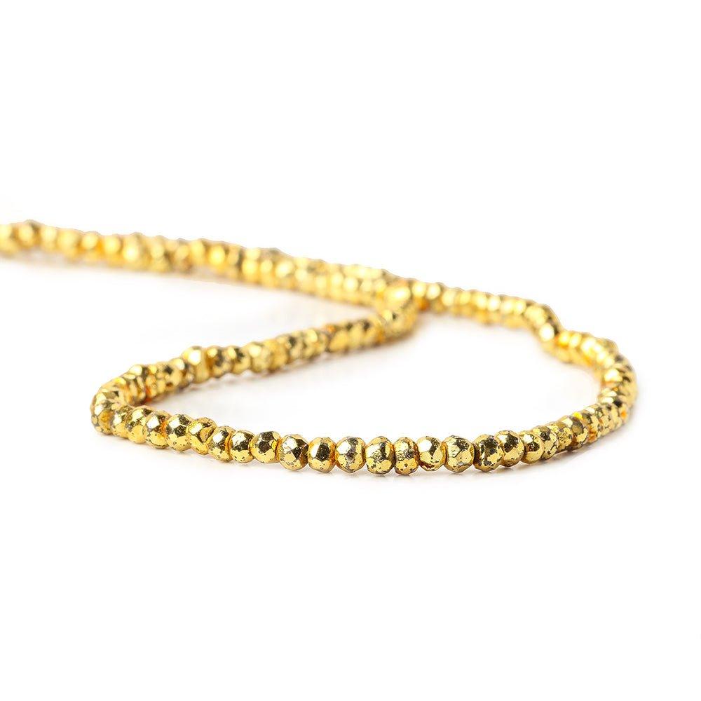 3mm Gold plated Pyrite faceted rondelle beads 12.5 inch 155 pieces - The Bead Traders