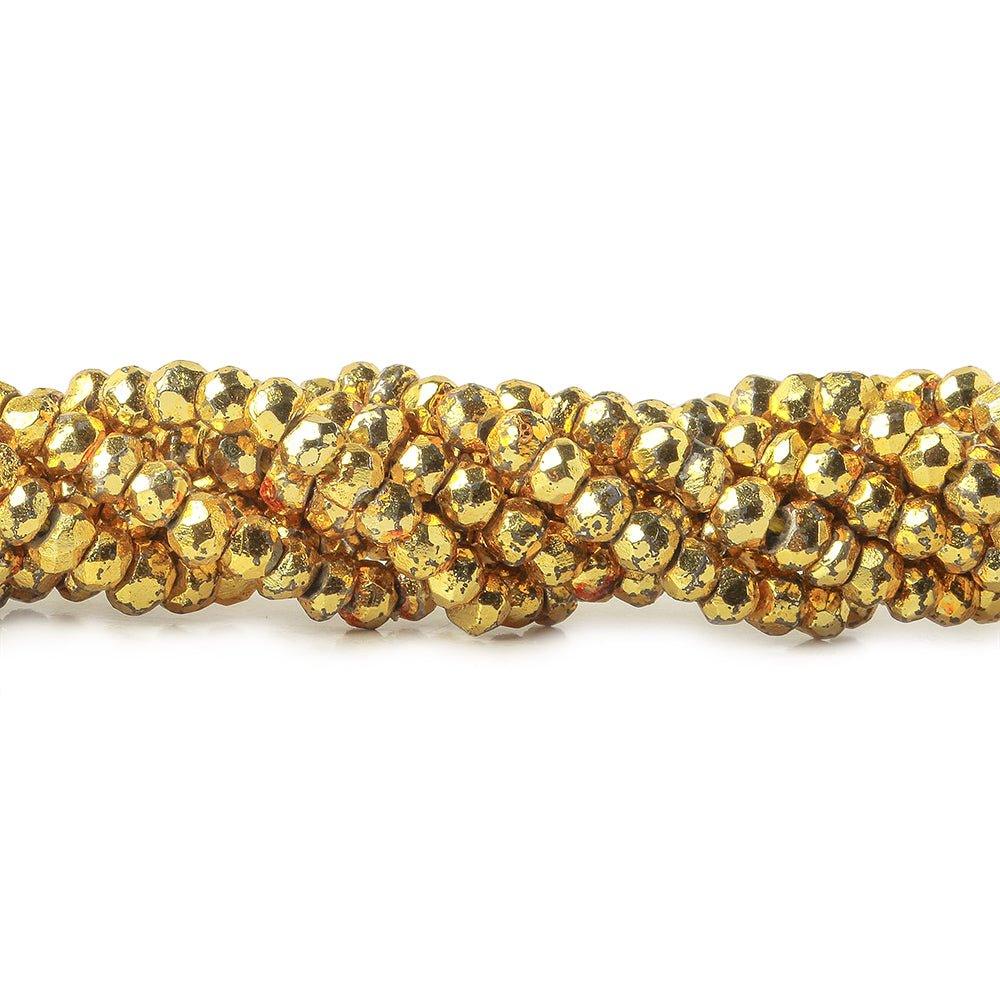 3mm Gold plated Pyrite faceted rondelle beads 12.5 inch 155 pieces - The Bead Traders