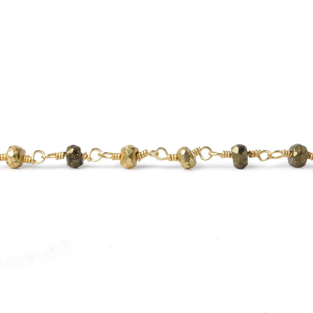 3mm Gold plated Pyrite Gold plated Wire Wrapped Chain - The Bead Traders