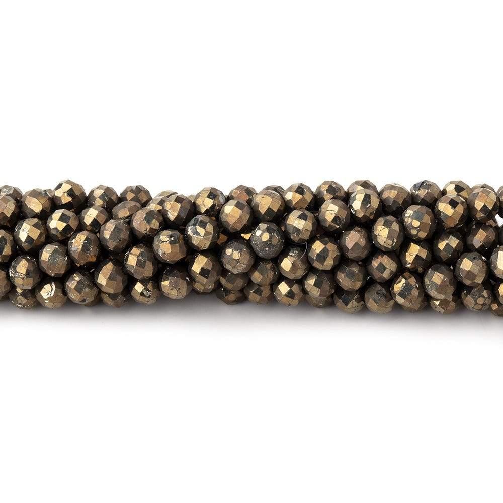 3mm Golden Pyrite micro faceted rounds 13 inch 105 pieces - The Bead Traders