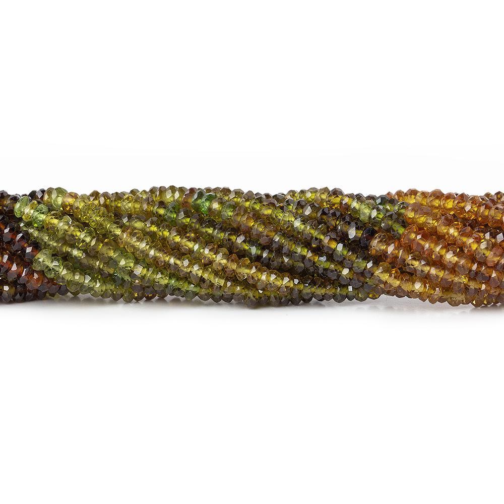 3mm Green & Brown Tourmaline Beads Faceted Rondelle 13.5 inch 215 pieces AA - The Bead Traders