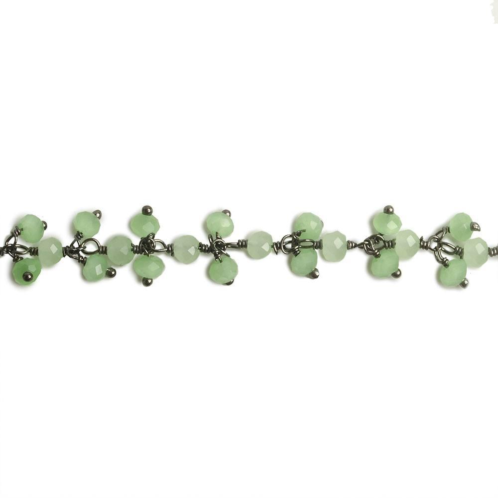 3mm Green Crystal rondelle Black Dangling Chain by the foot 97 beads - The Bead Traders
