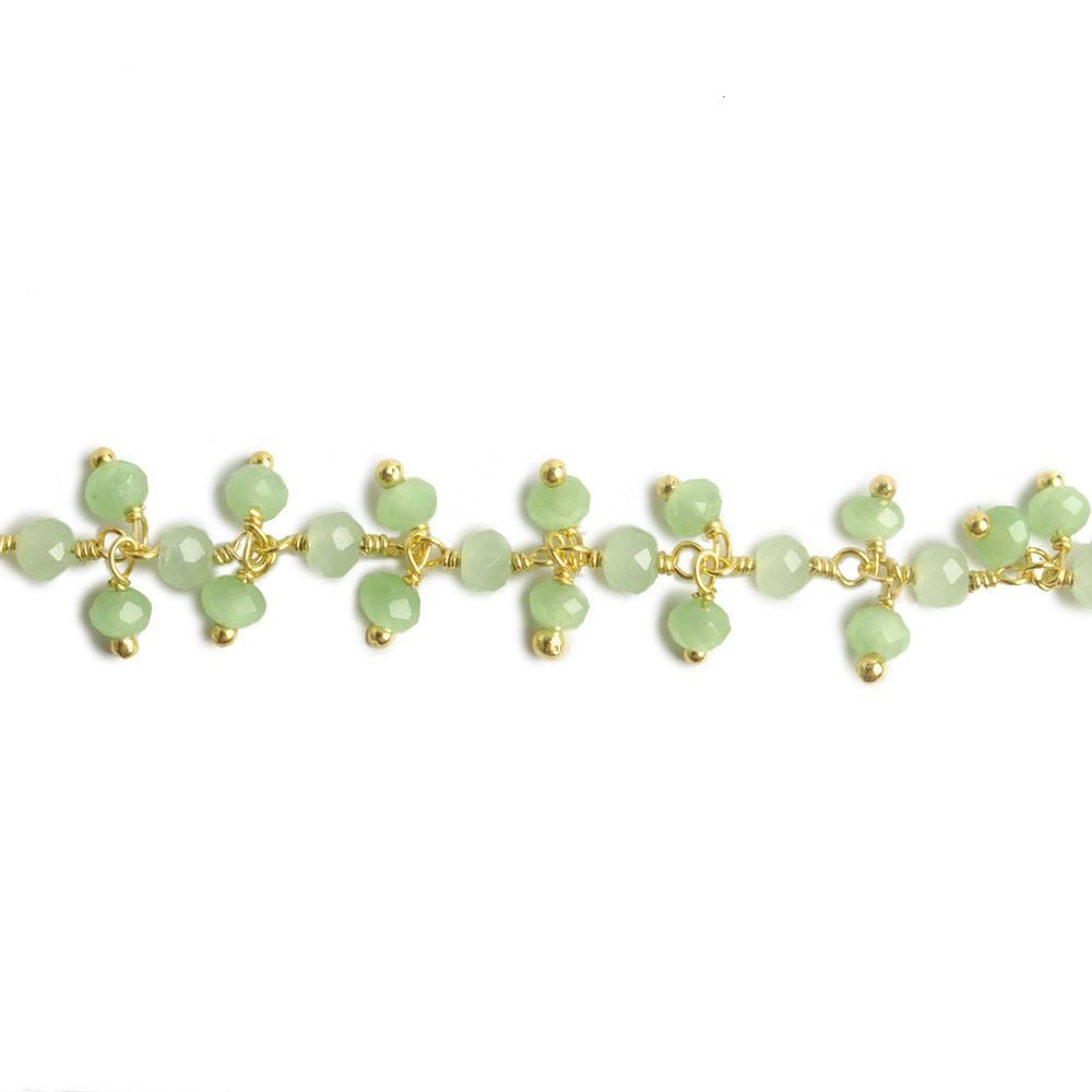 3mm Green Crystal rondelle Gold Dangling Chain by the foot 97 beads - The Bead Traders