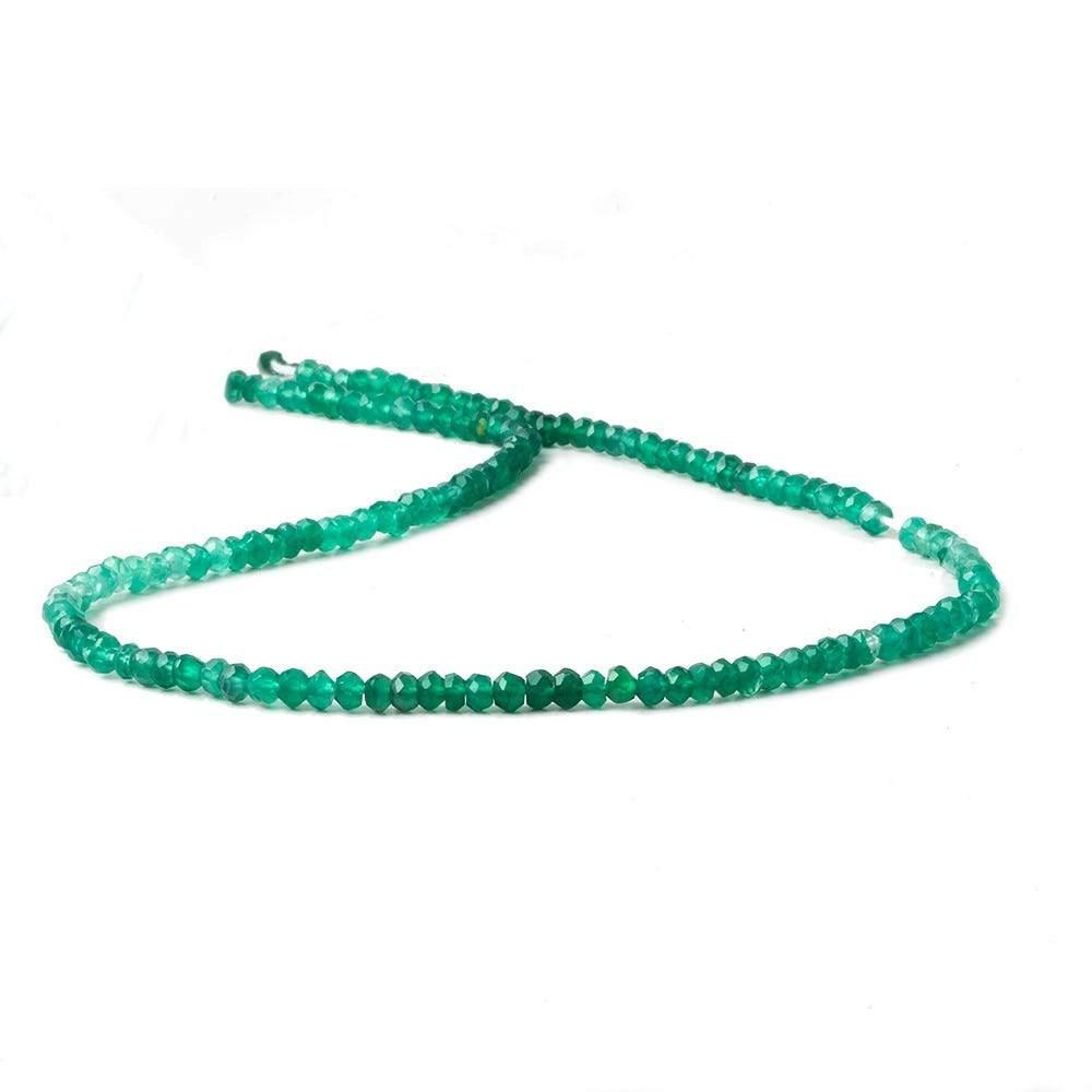 3mm Green Onyx Faceted Rondelle Beads, 14 inch 130pcs/str - The Bead Traders