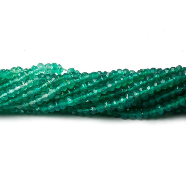 3mm Green Onyx Faceted Rondelle Beads, 14 inch 130pcs/str