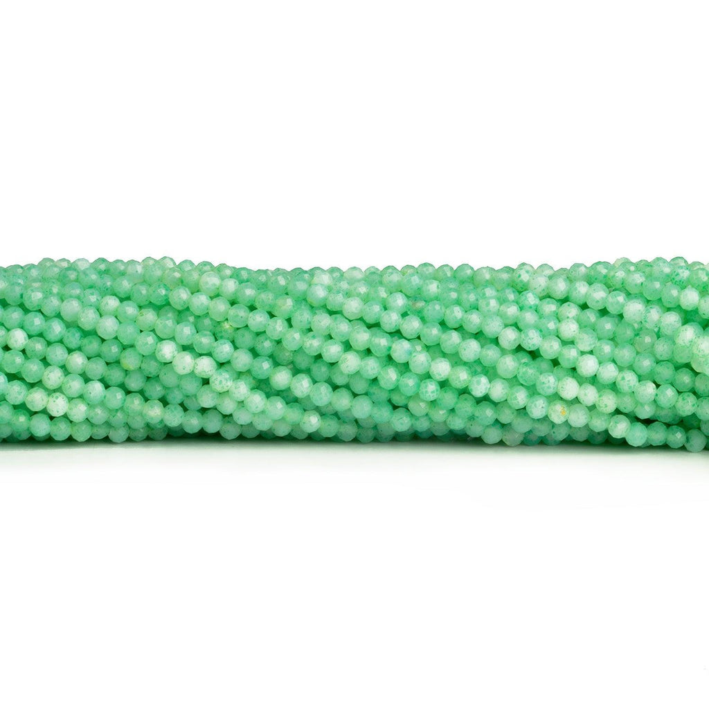 3mm Green Opal Microfaceted Round Beads 12 inch 105 pieces - The Bead Traders