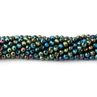 3mm Green Peacock Metallic Black Spinel Micro faceted rounds 13 inch 128 beads - The Bead Traders