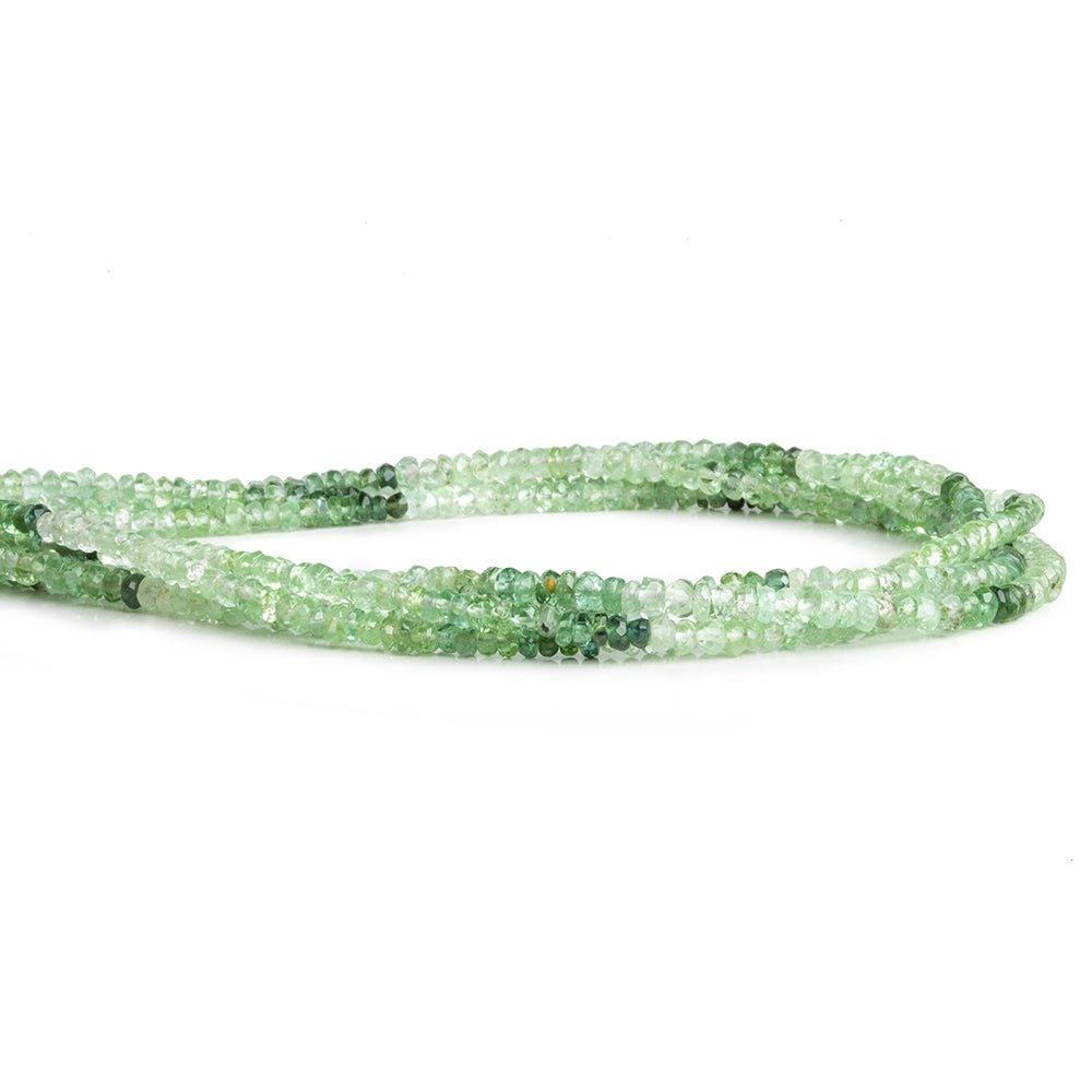 3mm Green Tourmaline Faceted Rondelle Beads 14 inch 190 pieces - The Bead Traders