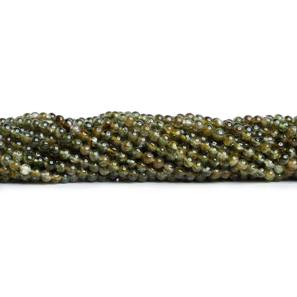 3mm Green Tourmaline Plain Rounds 14 inch 125 beads - The Bead Traders