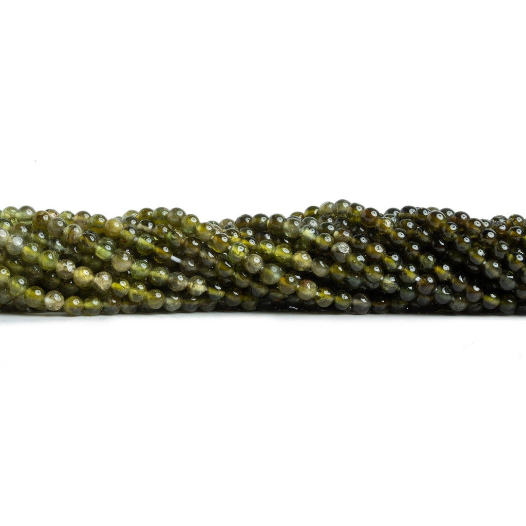 3mm Green Tourmaline Plain Rounds 14 inch 130 beads - The Bead Traders