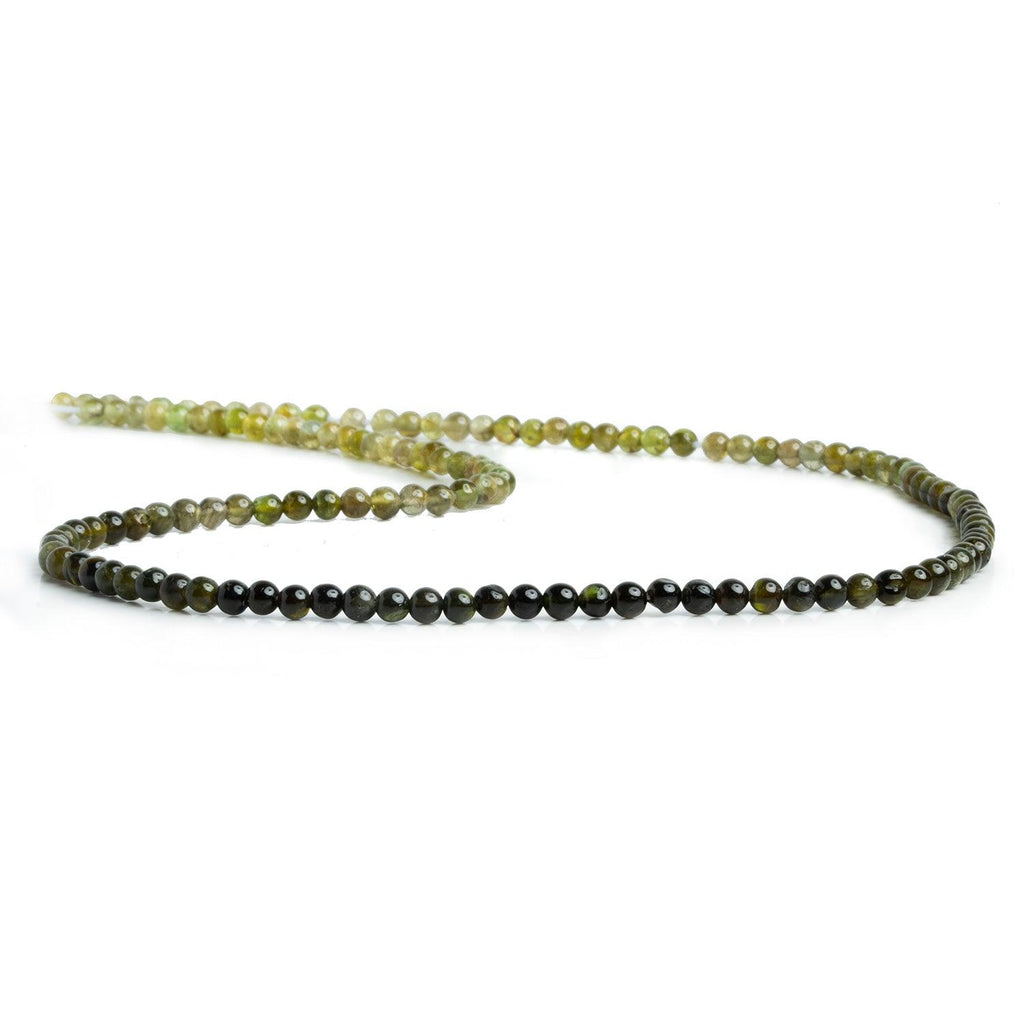 3mm Green Tourmaline Plain Rounds 14 inch 130 beads - The Bead Traders