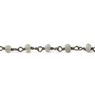 3mm Grey Moonstone faceted rondelle Black Gold Chain by the foot 36 pieces - The Bead Traders