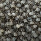 3mm Grey Moonstone faceted rondelle Black Gold Chain by the foot 36 pieces - The Bead Traders