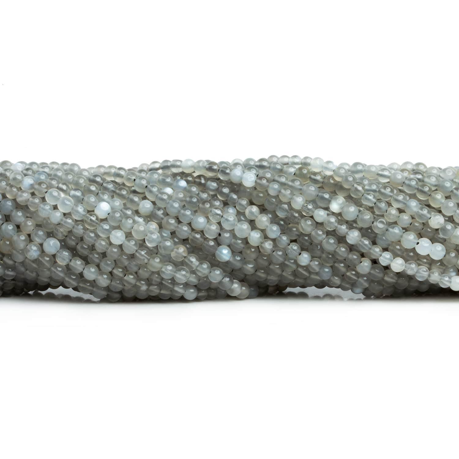 3mm Grey Moonstone Handcut Rounds 12 inch 110 pieces - The Bead Traders